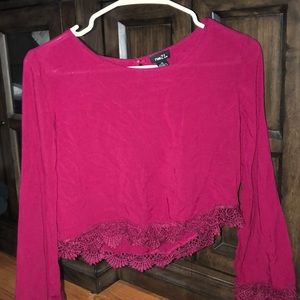 Long sleeve maroon crop top